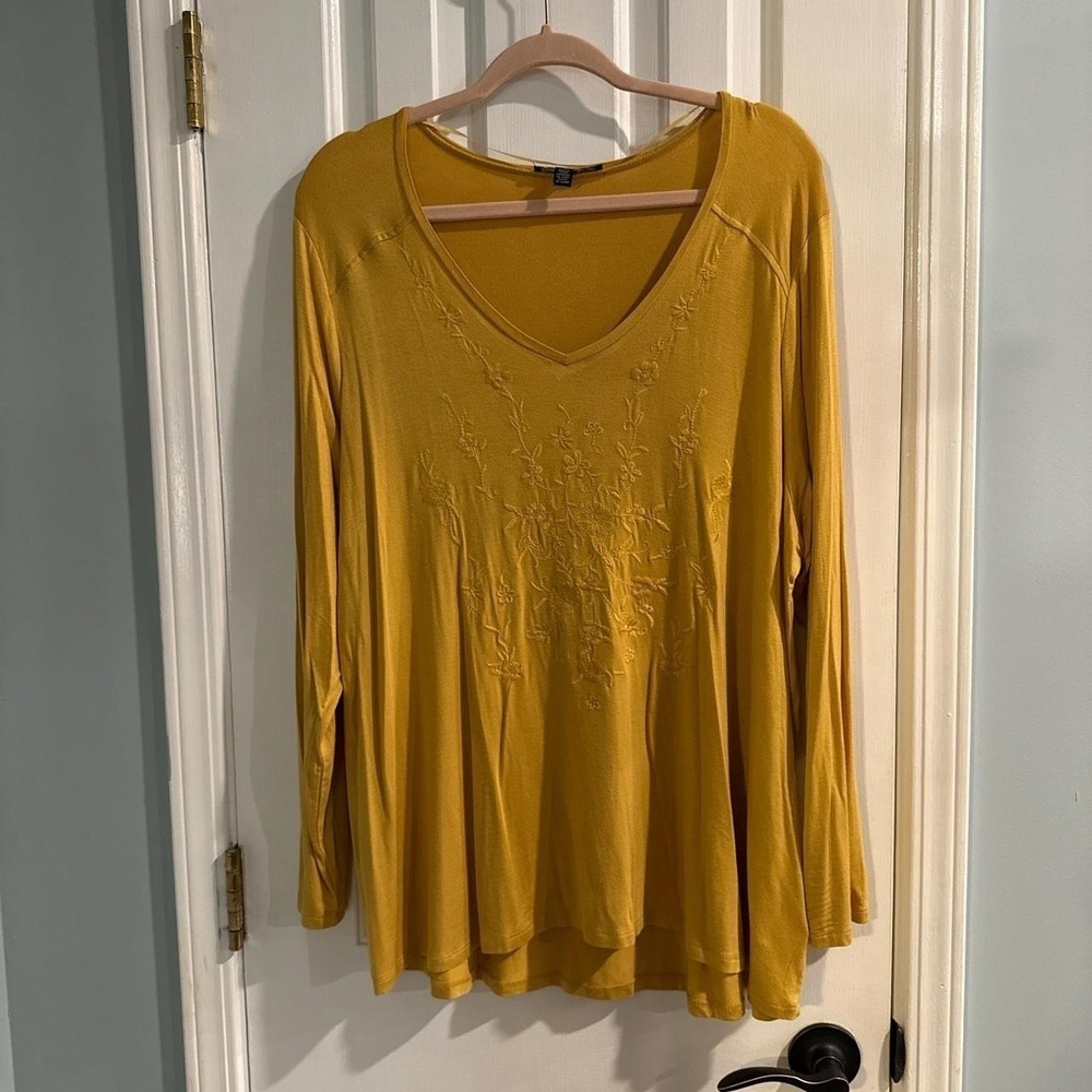 Cable and Gauge Mustard Embroidery Tunic‎